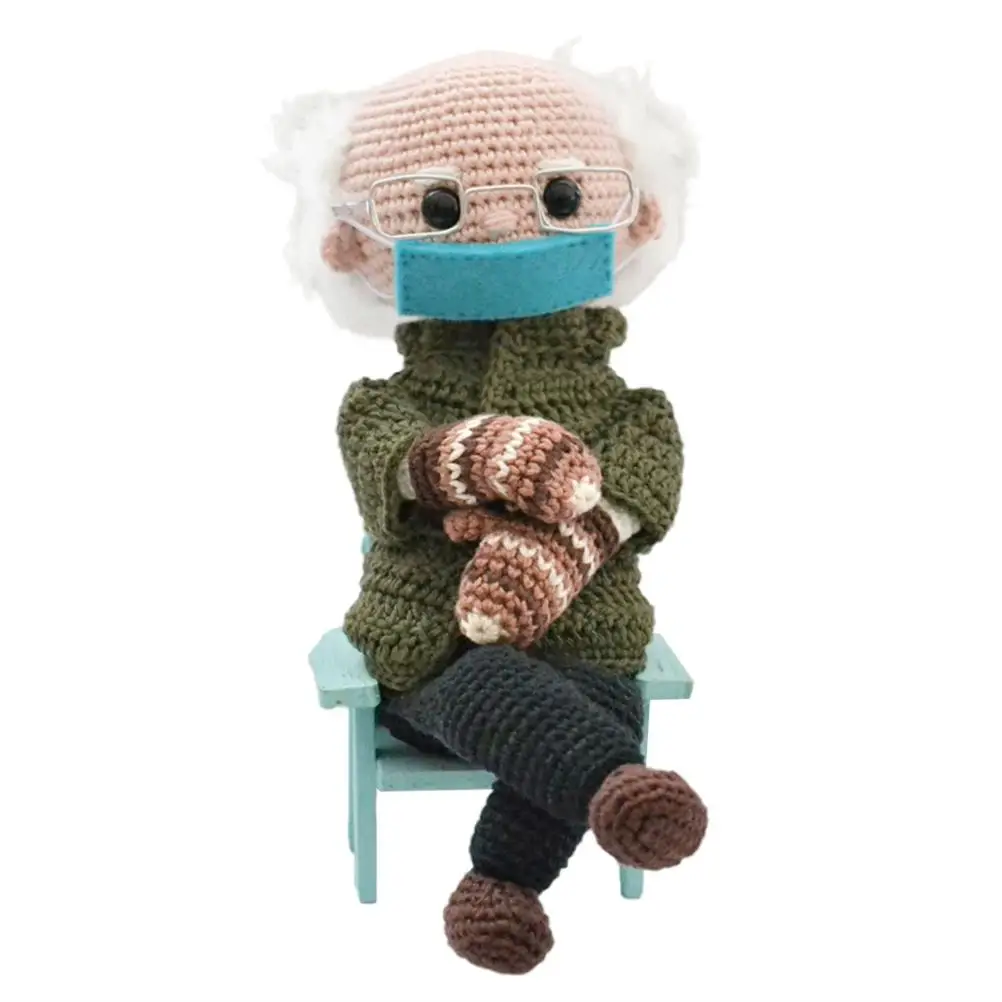 Мягкая игрушка Bernie Sanders вязаная крючком кукла плюшевая ручной работы животное 2021