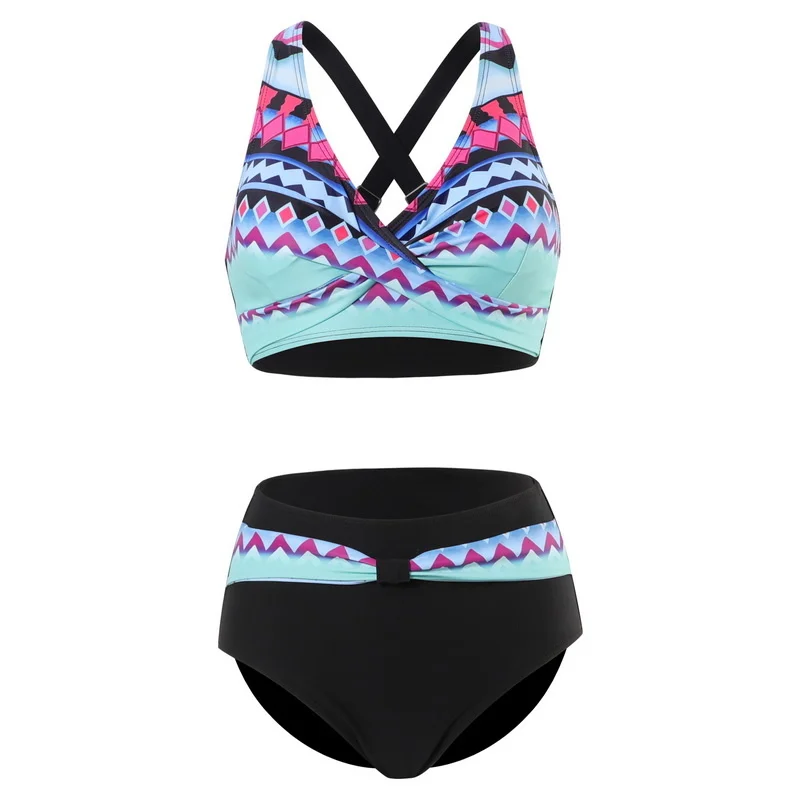 

Print High Waist Bikini Swimsuit Women 2021 Push Up Bathing Suit Set Plus Size Swimwear Beach Swimming S