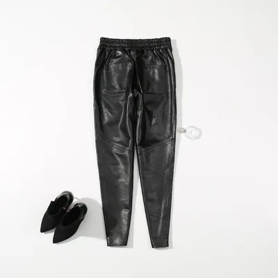MESHARE Women New Fashion Genuine Real Sheep Leather Pants C7