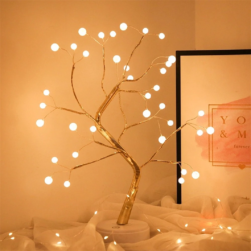 

LED Night Light Christmas Tree Fairy Atmosphere Table Lamp For Home Bedroom Decoration New Year Holiday lighting USB/Battery