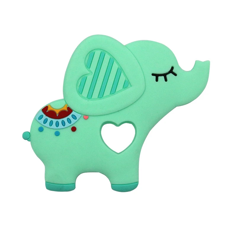 Mordedor de silicona seguro para beb&eacute;, juguete de dentici&oacute;n de elefante lindo, collar de dentici&oacute;n, accesorio de lactancia, mordedores para beb&eacute;, juguetes para masticar sin BPA-0