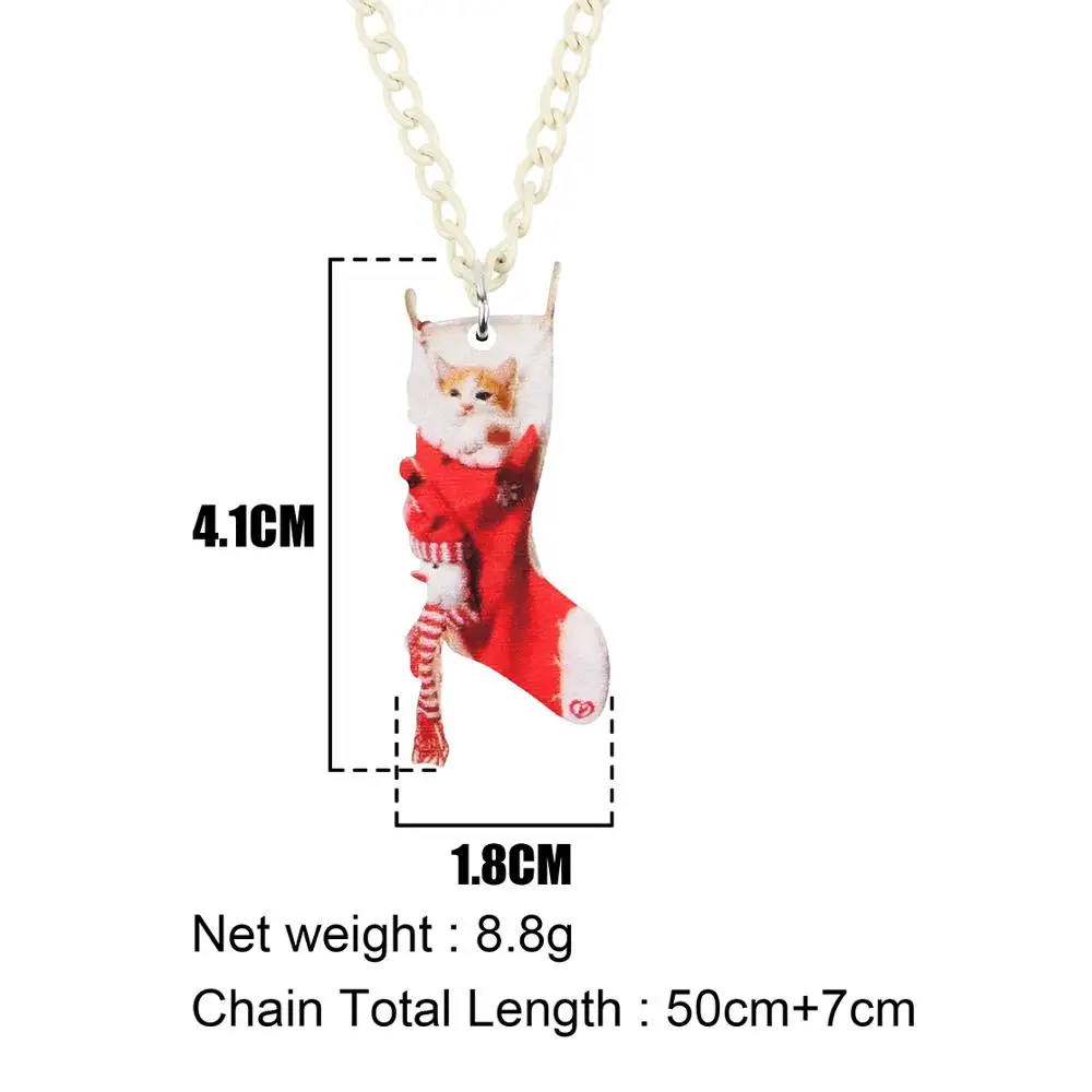 Bonsny акриловые рождественские носки тряпичная кукла кошка ожерелье с котенком