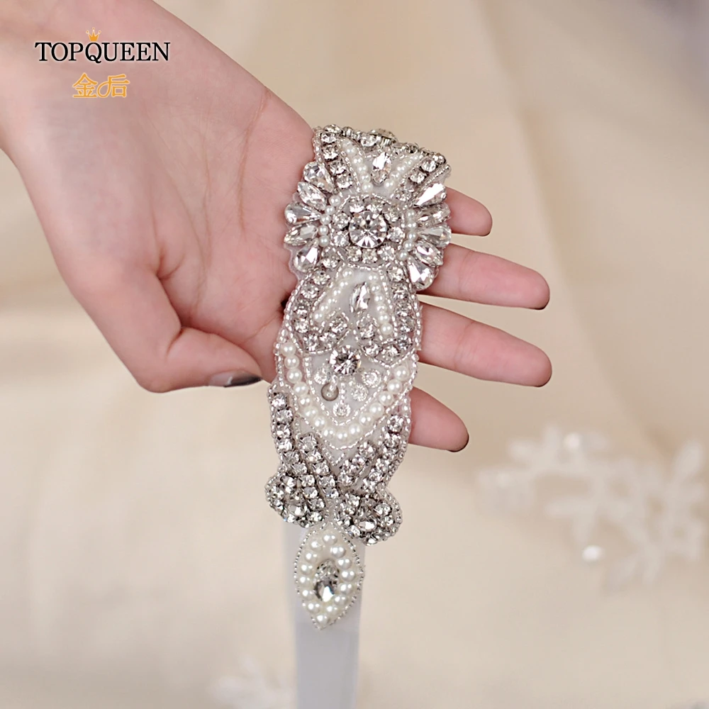 TOPQUEEN S208 серебряные стразы свадебный пояс лента для талии черные свадебные пояса