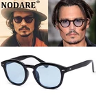 Модные круглые солнцезащитные очки Johnny Depp для мужчин, брендовые дизайнерские вечерние очки с прозрачными затемненными линзами для мужчин, синие солнцезащитные очки