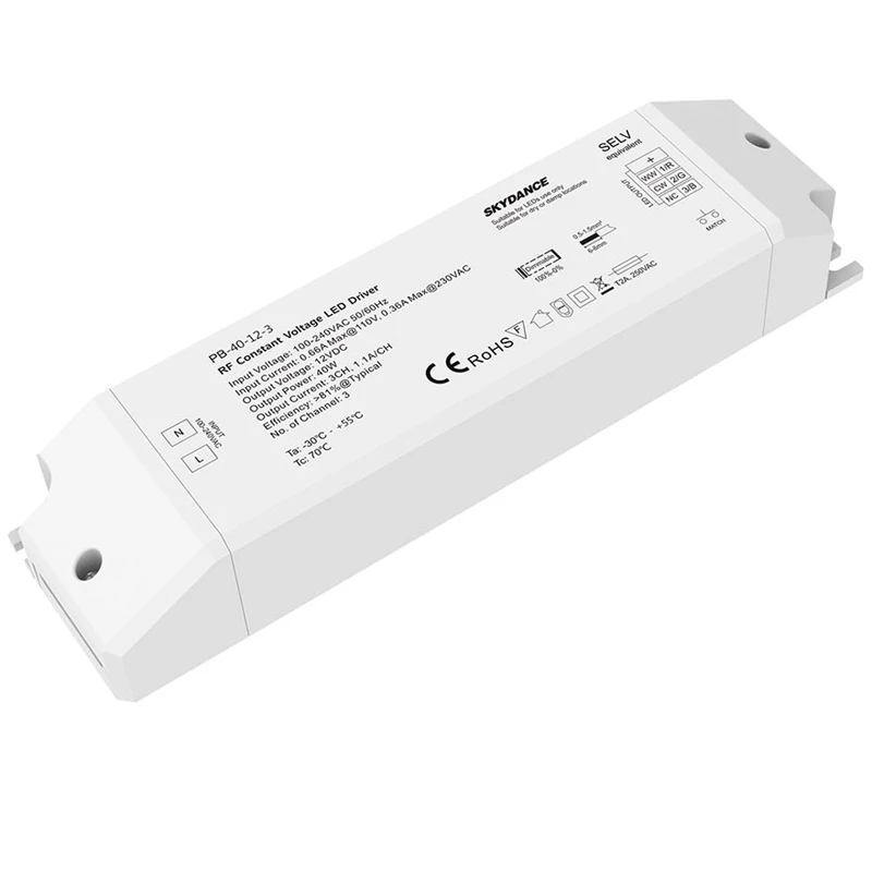 Затемнения светодиодный драйвер RF Беспроводной приемник 110V 220V DC/DC 12V 24V 40 Вт 3