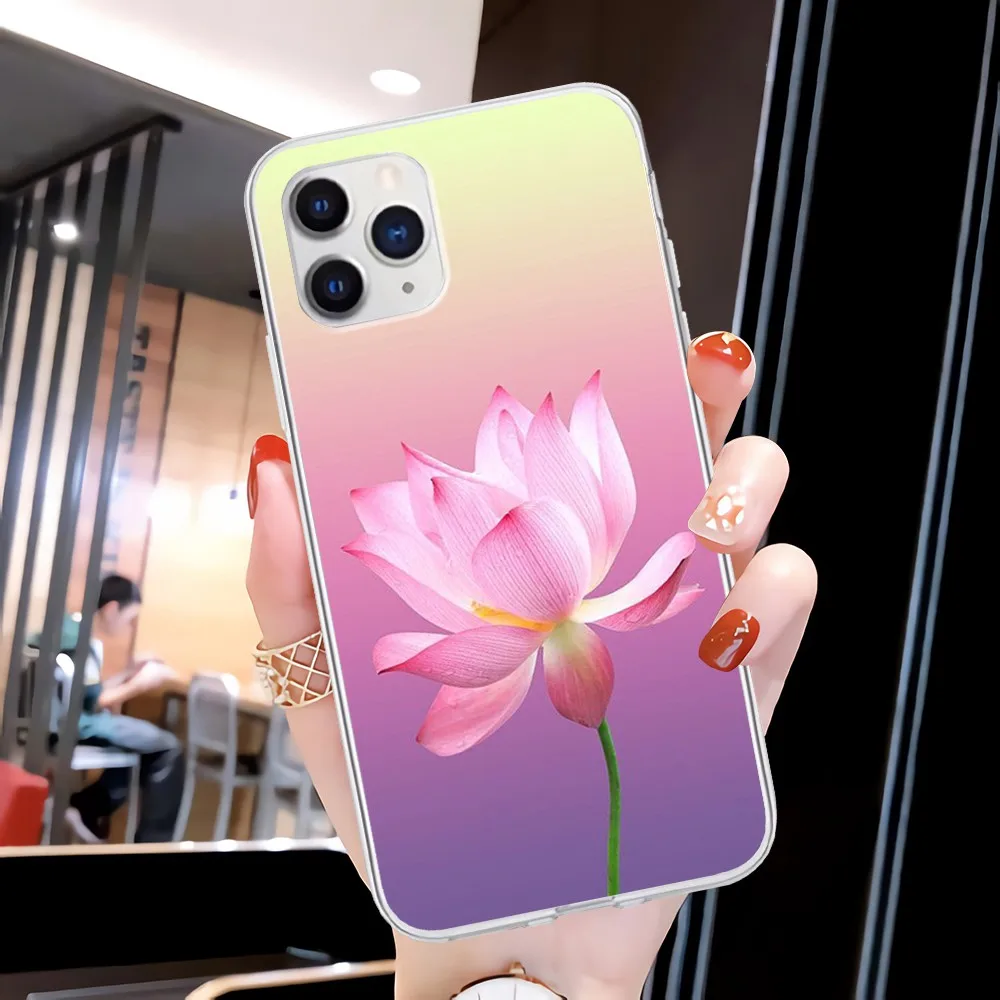 

Lotus Flowers Transparent Mobile Phone Case For Samsung Galaxy A21S A71 S8 S9 S10 Plus Lite S20 Note 20 Ultra Clear Cover