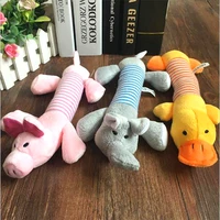 funny pet dog cat plush squeak sound dog toys fleece durability chew molar toy fit for all pets elephant duck pig chew products