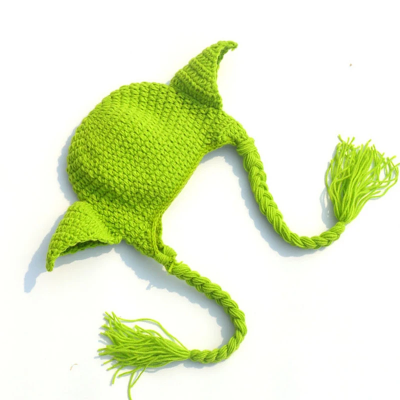 Вязаная детская шапка Yoda Star шерстяная теплая эластичная шапочка для