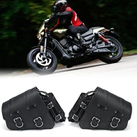 left right black pu leather motorcycle saddlebag side luggage bags saddle pouch for honda suzuki kawasaki yamaha accessories