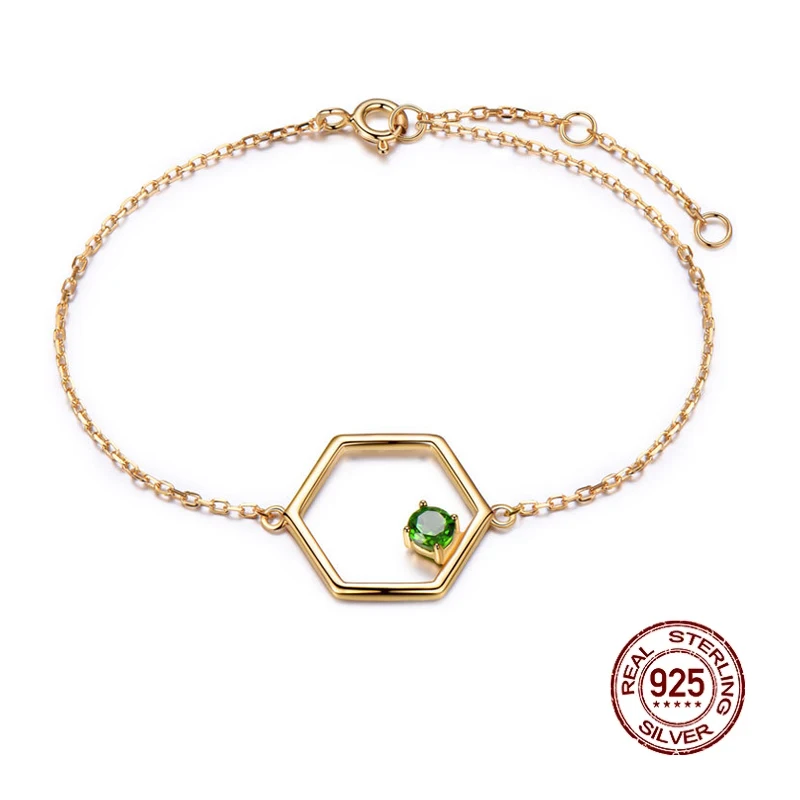 

High End 100% Real 925 Sterling Silver Emerald Bracelet Female Fine Jewelry Hand Cuff Accessories Gold Wristband Women Ornament