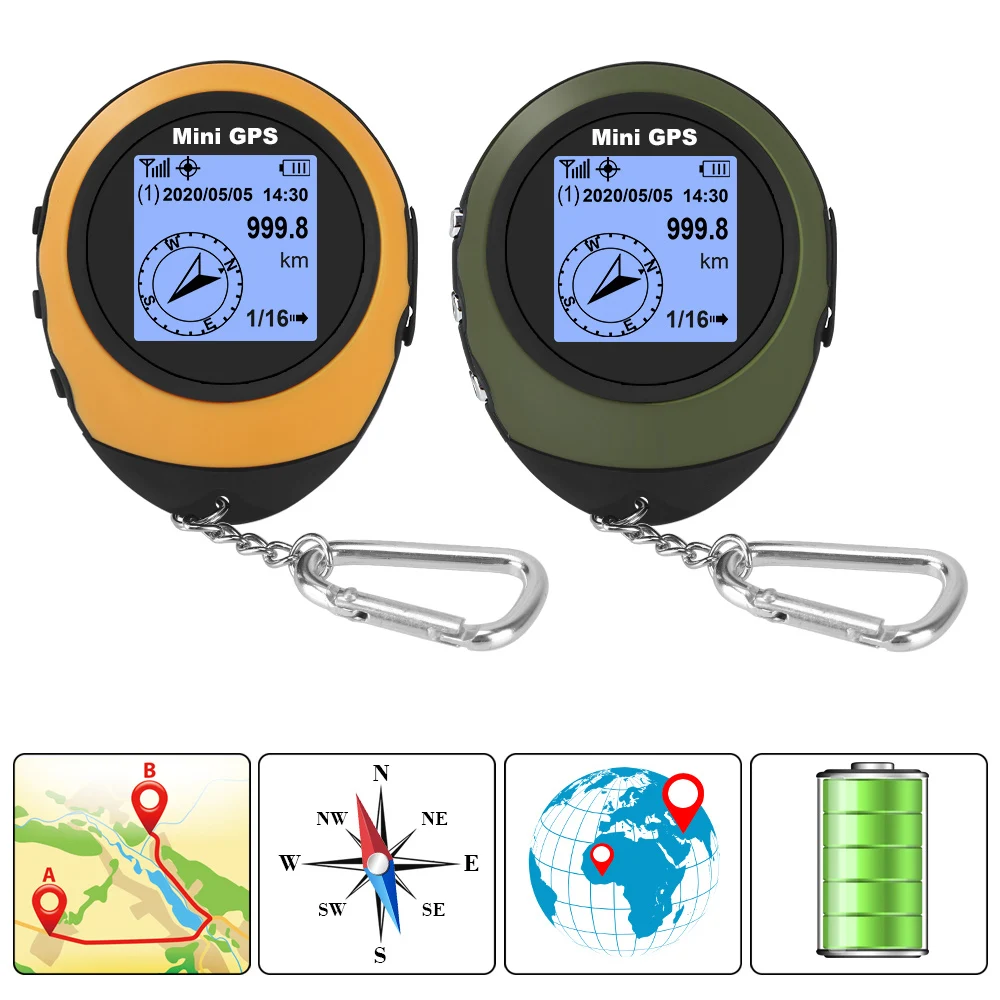 

Mini Handheld GPS Positioner With Buckle For Outdoor Sport Travel Hiking Navigation Satellite Compass