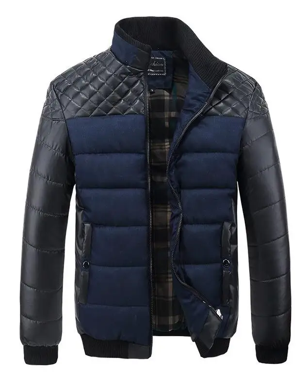 Мужские Зимние Теплые Куртки из искусственной кожи сезон зима-весна Толстые