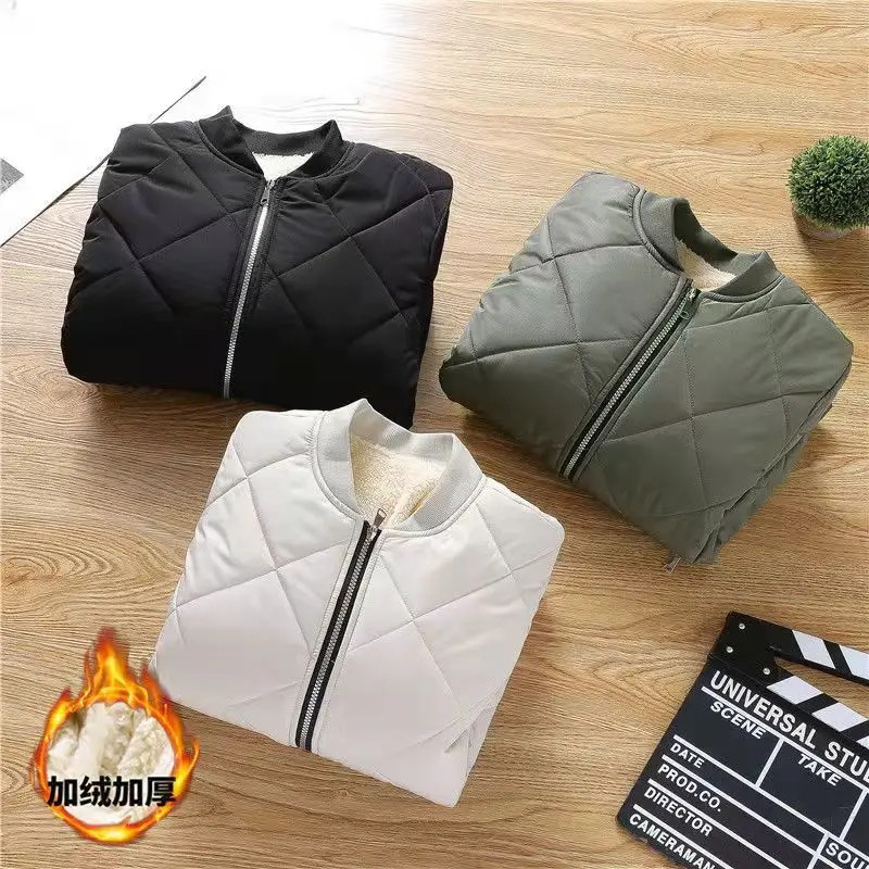 

2021New Men's Winter Jackets Thick Warm Casual Windbreaker Solid Color Overcoat Plaid Stand Collar Quality Fashion Bomber Jacket