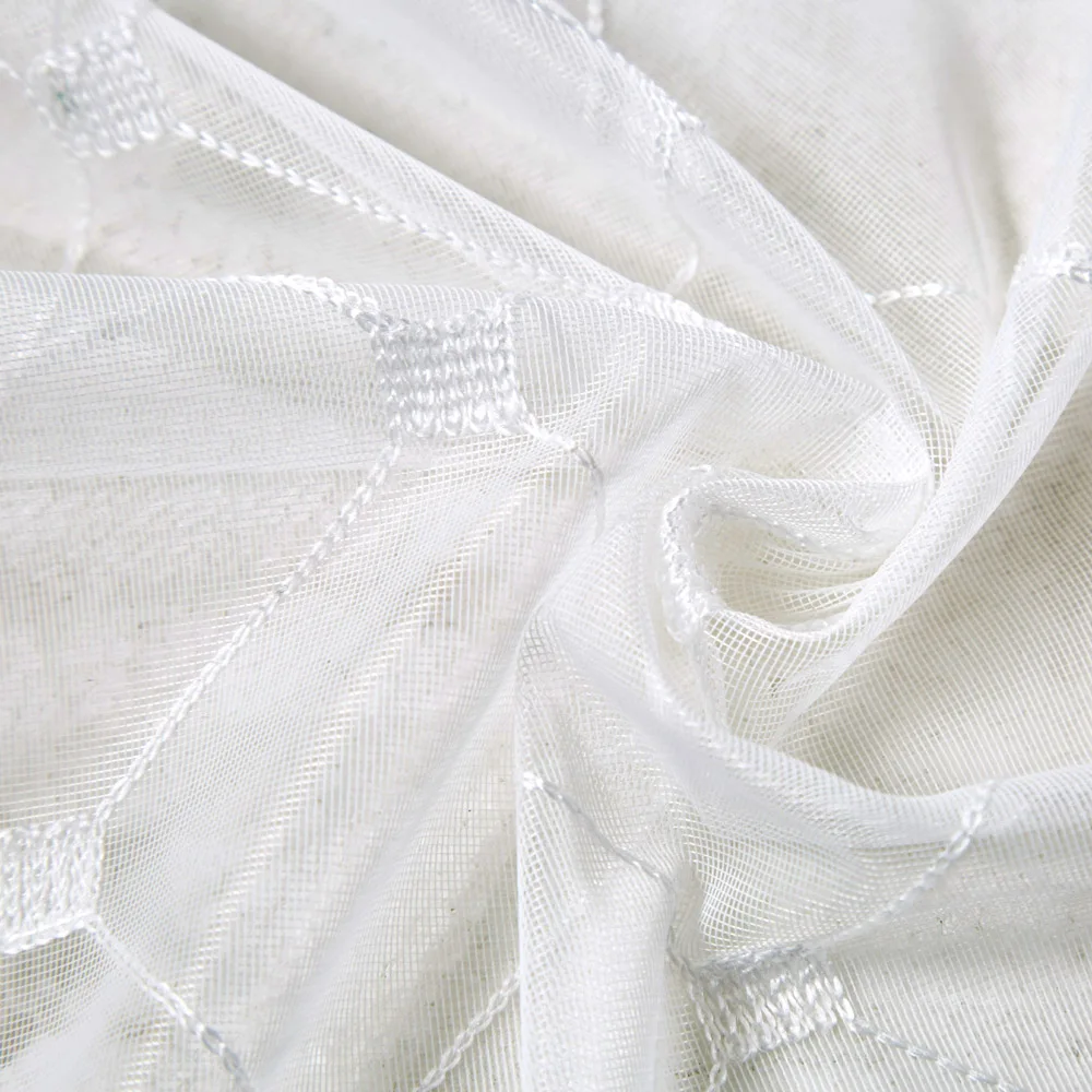 Занавески Из Тюля в белую клетку для гостиной занавески с геометрическим