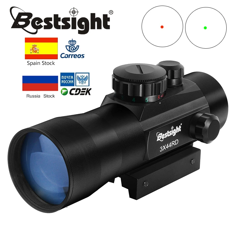 3X44 зеленый красный точечный прицел тактический оптика Red Dot Сфера подходит 11/20 мм рельс прицелы для охоты