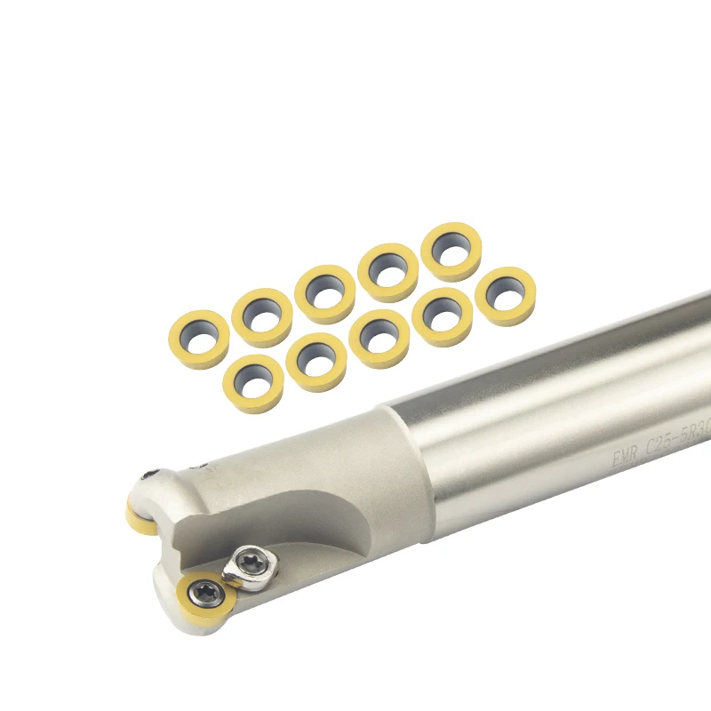 EMR C12 C16 C20 C25 C32 4R/5R 130mm-300mm 1T/2T/3T Adapter Cemented Carbide Blade RPMT08/10 CNC Round Nose Milling Cutter bar