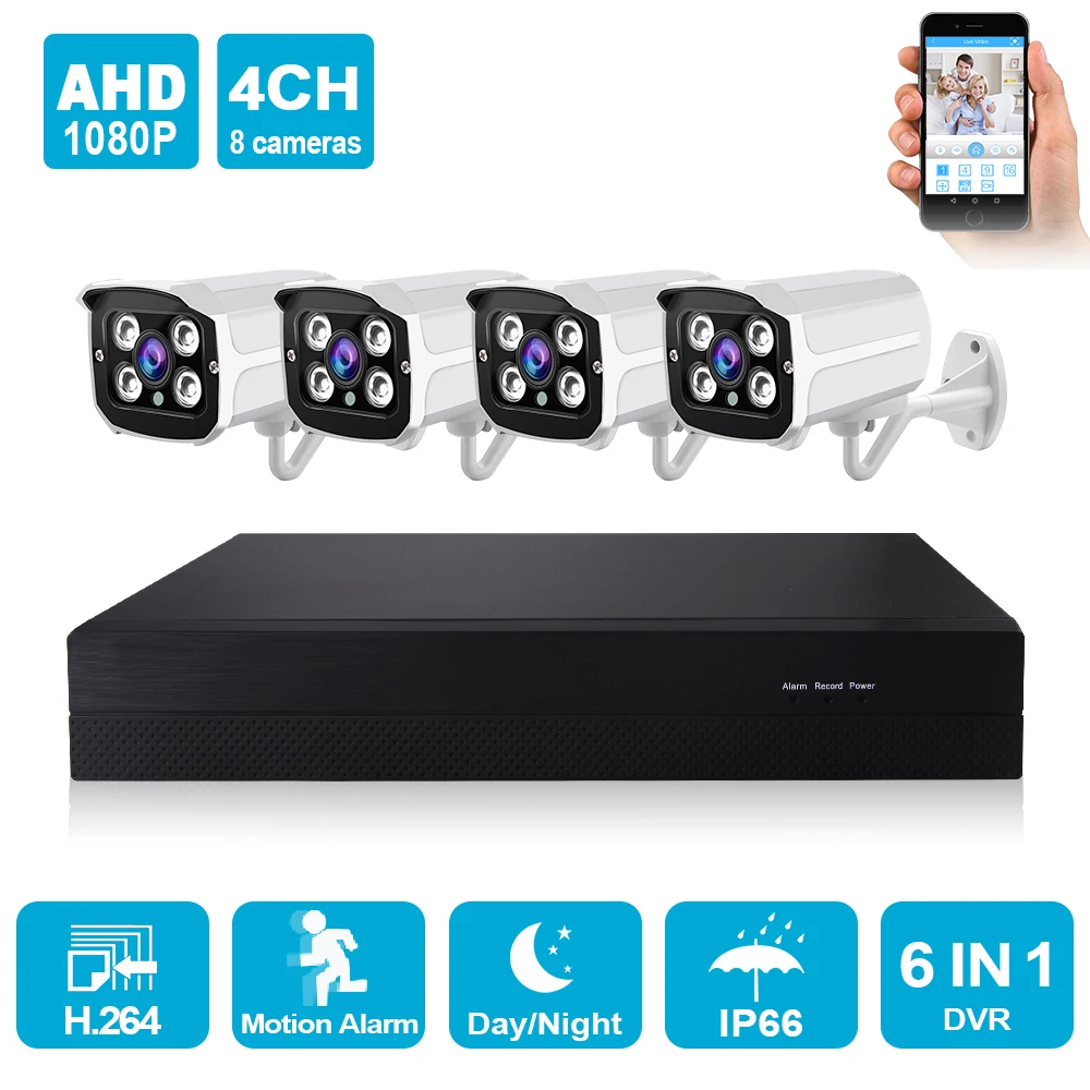 4CH AHD KIT 1080P 8CH HD AHD DVR система Комплект 2000TVL 2MP ИК камера для наружного использования с защитой от атмосферных воздействий CCTV комплекты для домашней безопасности 1 ТБ 2 ТБ HDD опционально - Цвет: 4CH AHD KIT