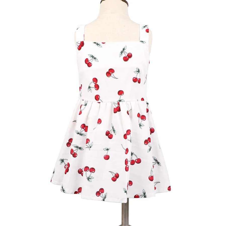 Детские платья без рукавов летние с принтом вишни и листьев для детей костюм