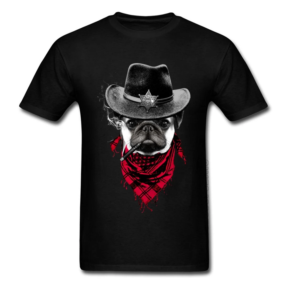 

Mens Tees Western Pug Cowboy Rider T Shirt Biker T-shirts For Youth 100% Cotton Normal Tees Cheap Short Sleeve Men Tee shirts