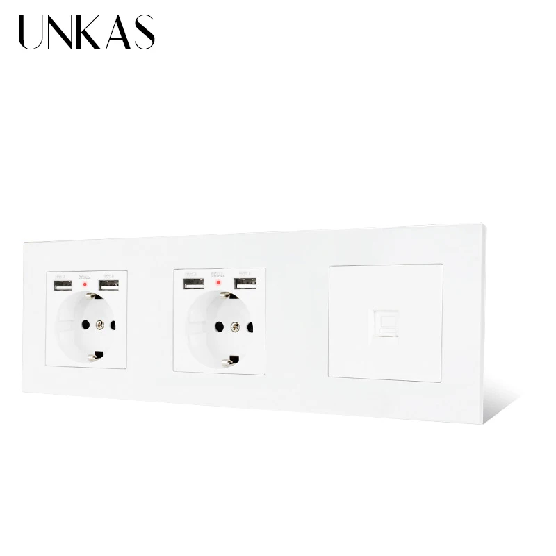 UNKAS ПК пластиковая панель двойная планка с 4 USB-портами для зарядки +