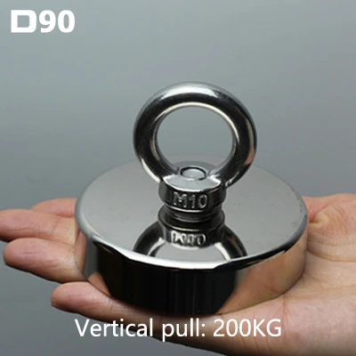 D90 (pull max 200KG) 1 шт./лот высокопрочный магнит супер-сильный Nd-Fe-B магнетит высокопрочный круглый rubidium-Ru-Неодимовый блок спасательный магнит король - Цвет: D90 (pull max 200KG)