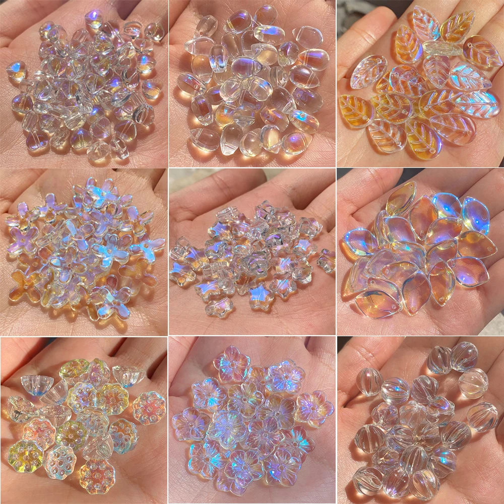 

20pcs AB Colors Star Heart Czech Lampwork Crystal Glass Spacer Beads For Jewelry Making Diy Needlework Bracelet Necklace Hairpin