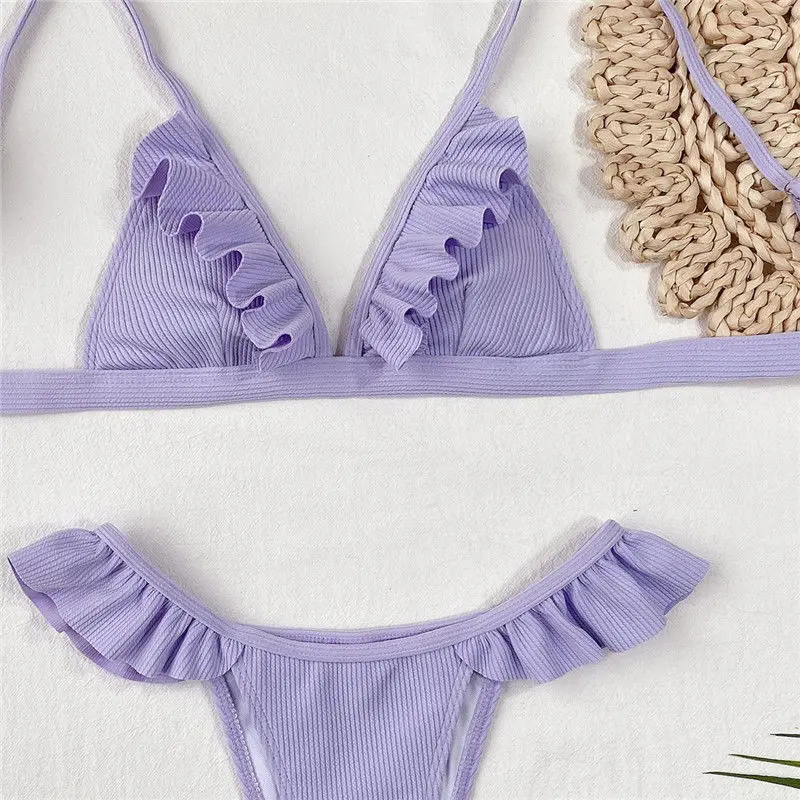 

2021 Summer New Sexy Two Piece Women Bikini Swimsuit Swimwear Bra Beach Wear