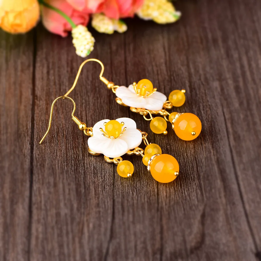 Китайский тренд темпераментный персональный желтый Цветной Глазурью Серьги
