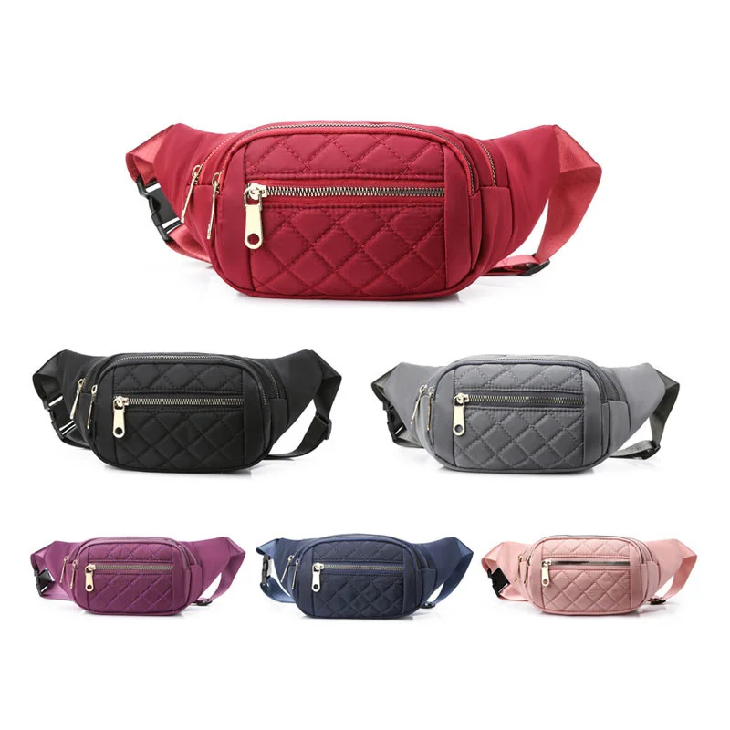 

Simple women's waist bag large capacity mobile phone bag embroidered thread men's messenger chest bag multi-purpose outdoor