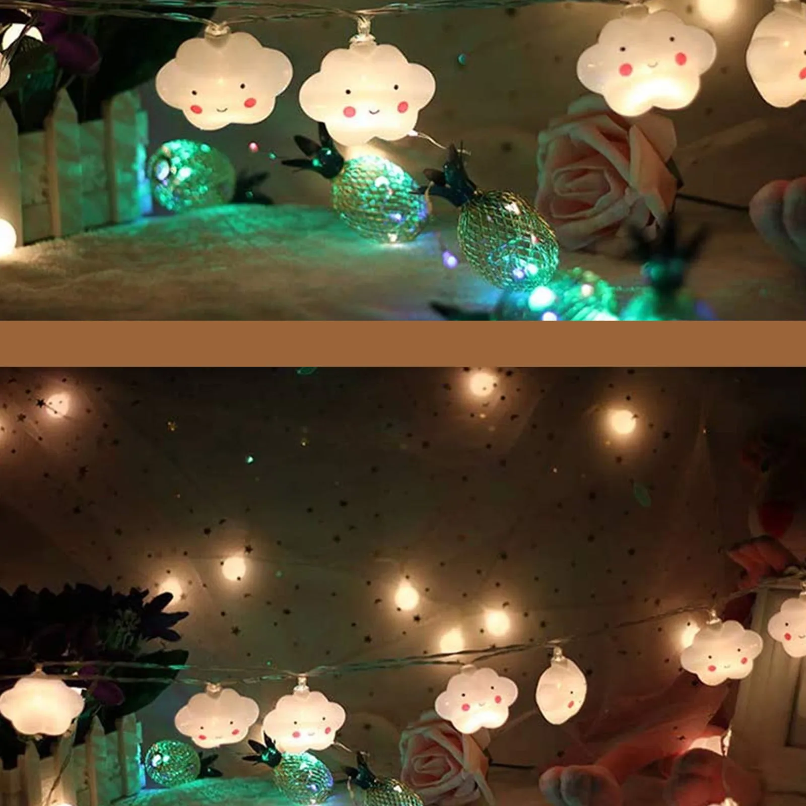 

Led Battery Light Cartoon Moon Window Christmass Curtain Lights String Lamp Party Decor With 20 LED Beads Romantic Gift