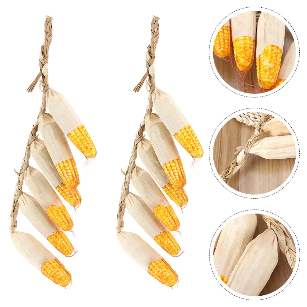 

2Pcs Fake Corn Skewers Vivid Kitchen Hanging Decor Vegetable Craft Ornament