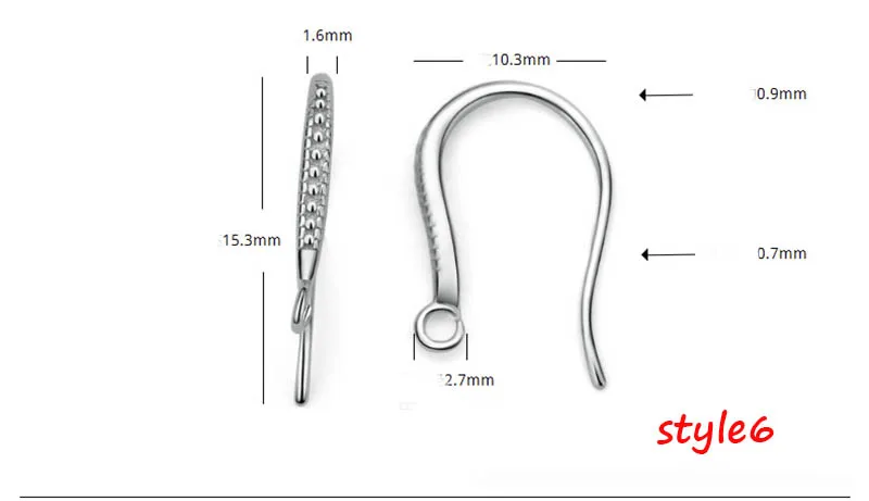 Style6 2 шт покрытые серебром 925 крючок для сережек, циркон, кристалл, застежка установка для DIY серьги изготовление, поиск ювелирных изделий серьги ювелирные изделия аксессуары - Цвет: Style6