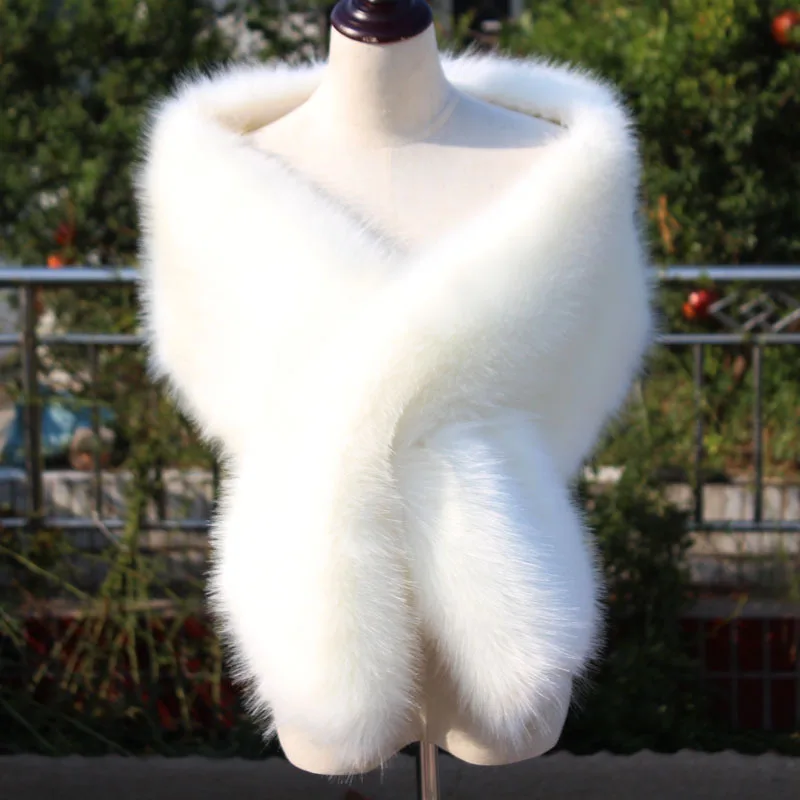 

Faux Fur Bridal Shawl Wraps Marriage Woman's Shrug Bride Winter Coat Wedding Party Boleros Jacket Cloak