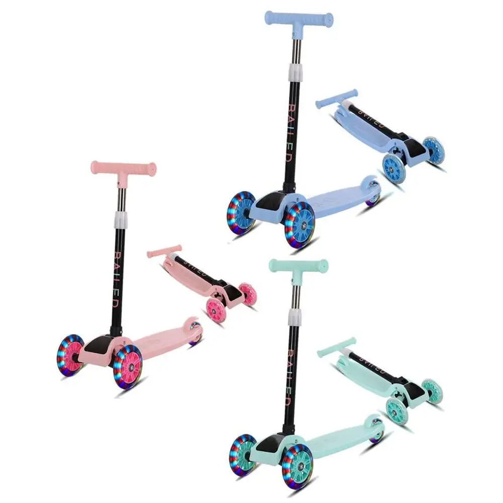 Модный Детский самокат Прочный портативный складной со вспышкой светильник 90 кг