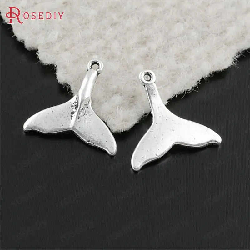 

(29951-G)30PCS 19x15MM Antique Silver Zinc Alloy Small Whale Tail Charms Pendants Jewelry Making Supplies Findings Accessories