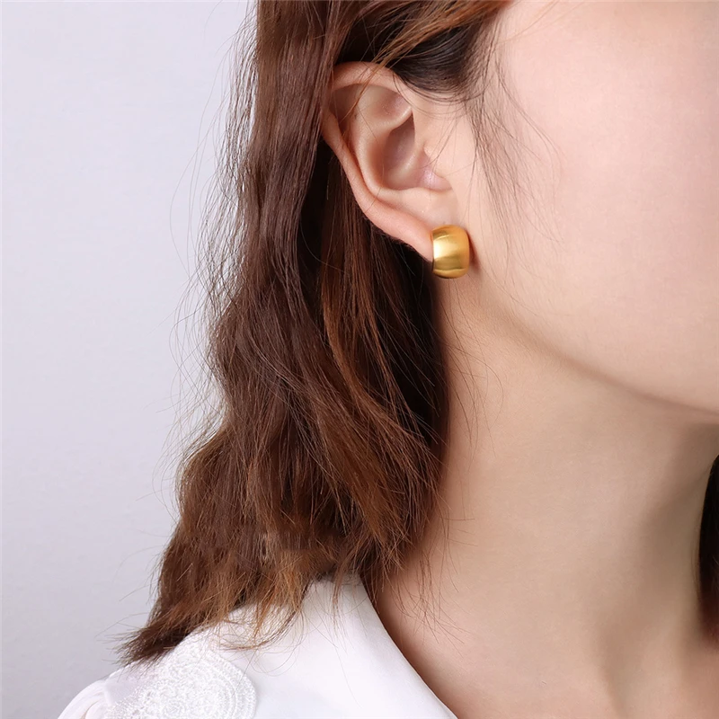 

Fashion Small Geometric Stud Earrings for Women Engagement Jewelry Christmas Gift Trendy Gold Color Stainless Steel Men Eardrop