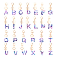 blue letter pendant keychains resin key chains rings for women cute car acrylic glitter keyring holder charm couple bag gifts
