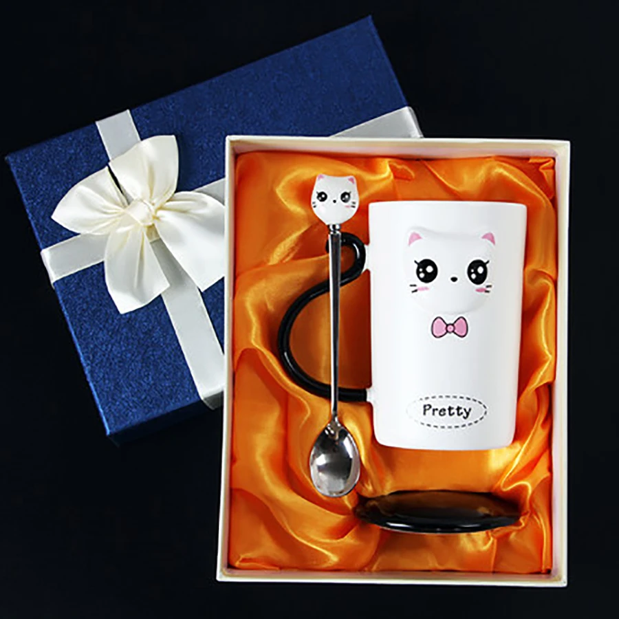 Винтажная многоразовая кружка в виде кошки крышка для кофейной чашки мраморные