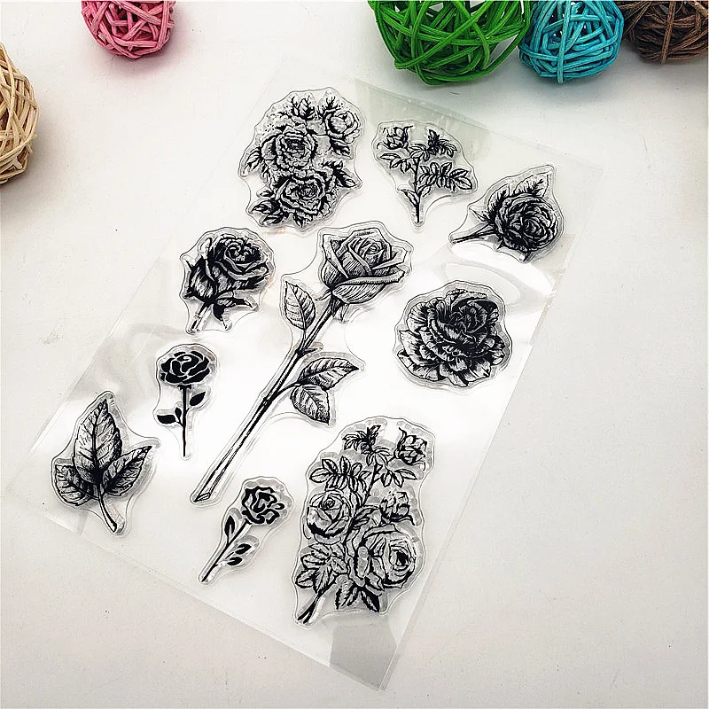 

Rose Clear Stamps Transparent Seal 11x16cm Silicone Seal TPR Halloween Roller stamps DIY Scrapbooking Cards