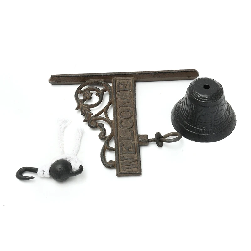 Nordic Style Vintage Brown Metal Iron Door Bell Wall Mounted Welcome Cast Wireless Doorbell Porch Garden Decoration | Безопасность и