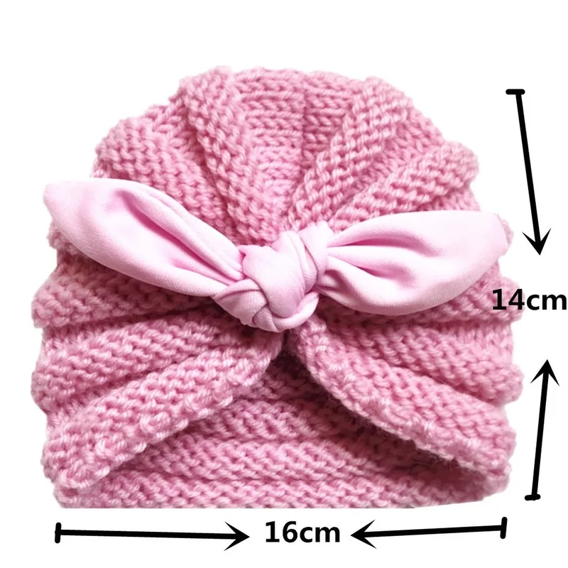 

Clearance!!! Knitted Baby Hats with Bowknot Newborn Turban Beanie Warm Caps Soft Hat for Baby Girls Boys Bonnet Autumn Winter