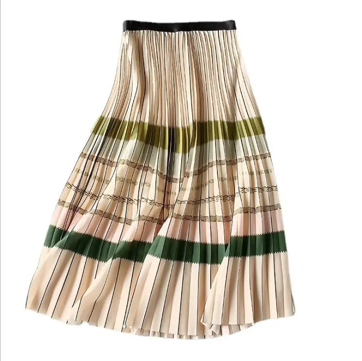 

European and American women's clothing spring 2021 new Printing fashion Pleated skirt