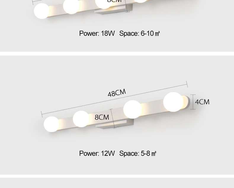 NEO GLeam 380/480/600 мм длина современный светодиодный свет зеркала AC90-260V современная косметическая акриловая зеркальная лампа для ванны светодиодный светильник 90-260 в