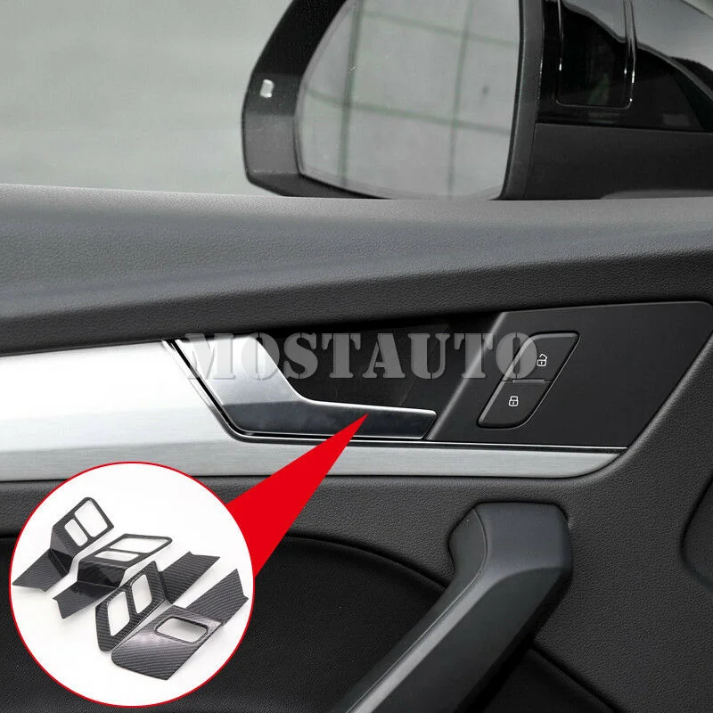 

For Audi Q5 FY 2018-2021 ABS Carbon Fiber Interior Inner Door Handle Bowl Frame 4pcs Car Accessories Interior Car Decor Car Trim