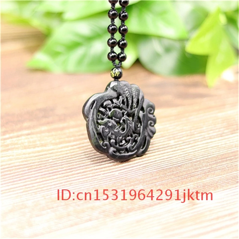 

Carved Obsidian Black Deer Chinese Natural Jewelry Charm Sika for Gifts Jade Accessories Amulet Green Necklace Men Pendant