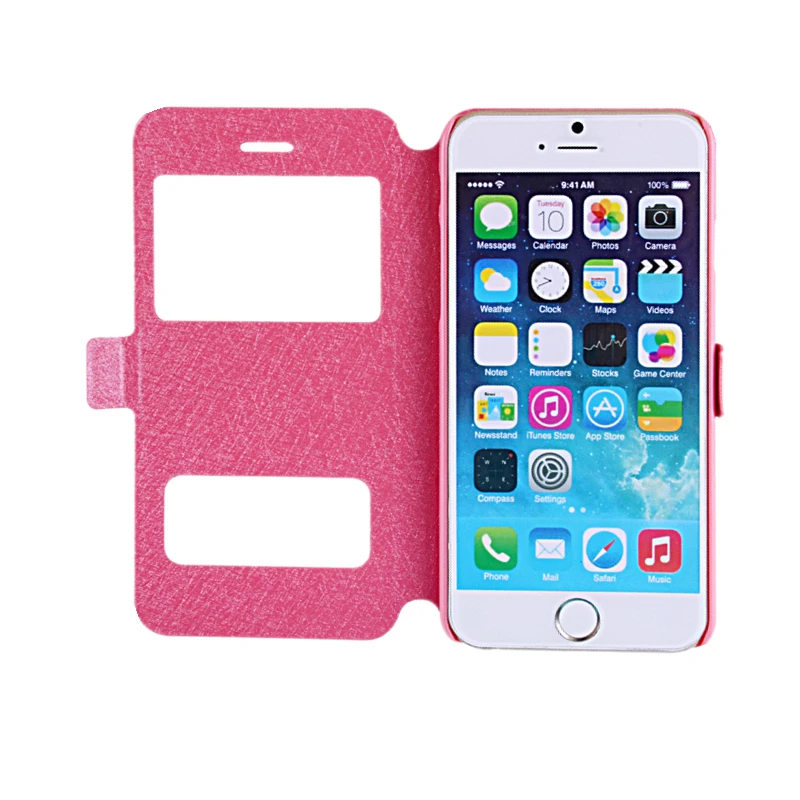 Флип-чехол для iphone 8 7 6S 6 Plus с двойным окном кожаный кошелек подставкой откидная
