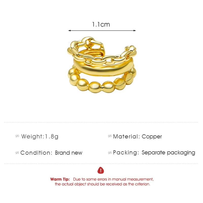 Модные серьги-клипсы в виде цепочки с бусинами для женщин и девушек медные