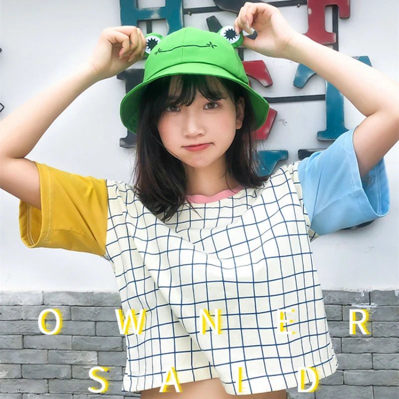 

Women Fashion Frog Bucket Hat New Summer Hat Female Parent-Child Frog Fishing Cap Korean Wild Cute Sun Hat Big Eyes Bucket Hat