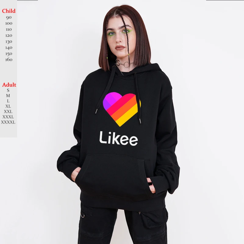 

Hot LIKEE Hoodies Men Russia Style LIKEE 1 Video Likee Sweatshirts Boys Girls Women Loverly Black Hoodie Funny Streetwear 2T-4XL
