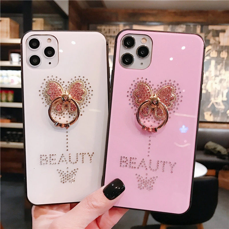 Роскошный Алмазный чехол для телефона с бабочкой IPhone 11 Pro XS Max XR 7 8 6S Plus модная